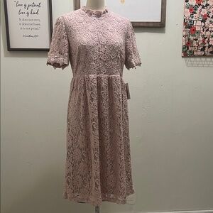 Orange Creek Lace Midi Dress in Blush